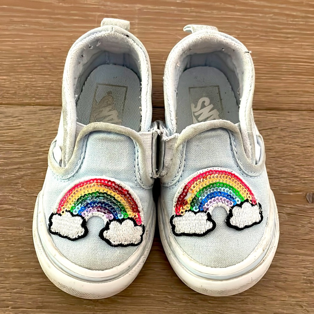 Vans rainbow sequins Velcro strap shoes size 6